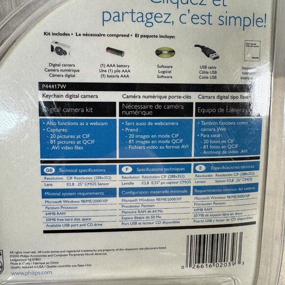Philips Keychain Digital Camera Kit P44417P Point & Shoot 2006 NEW Sealed - Picture 4 of 6
